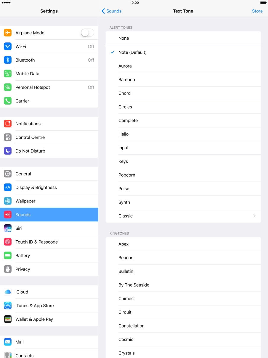 Press the different message tones to hear them.
