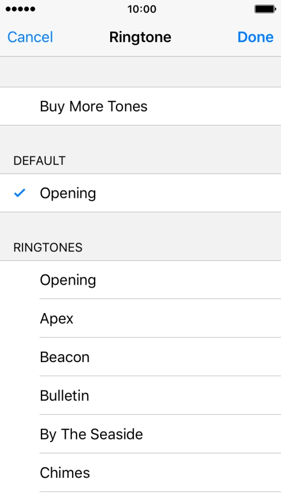 Press the different ring tones to hear them.