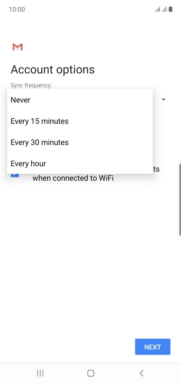 Press the required setting.