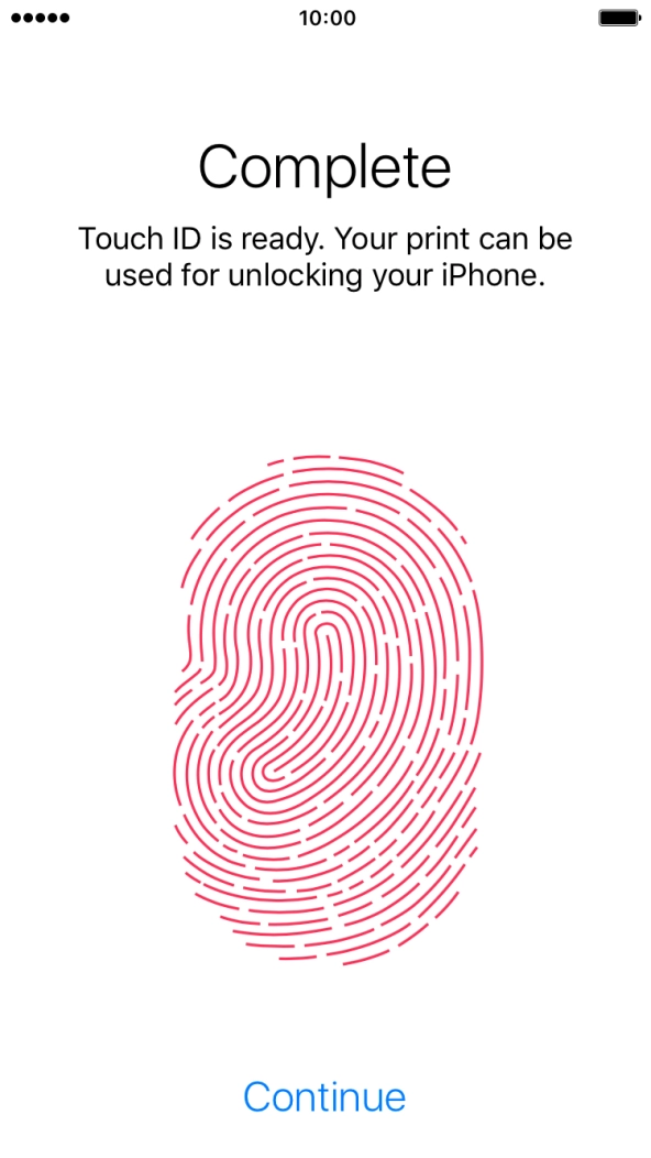 Press Continue. If you haven't previously selected a phone lock code, key in a code of your own choice twice.