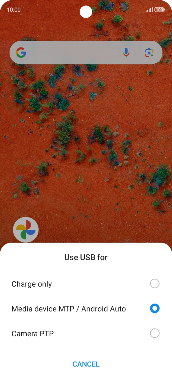 Press Meia device MTP / Android Auto.