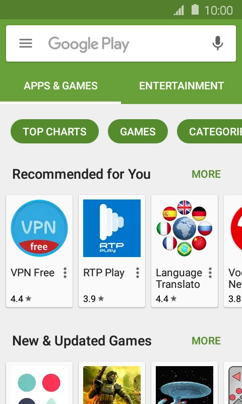 Press the search field.