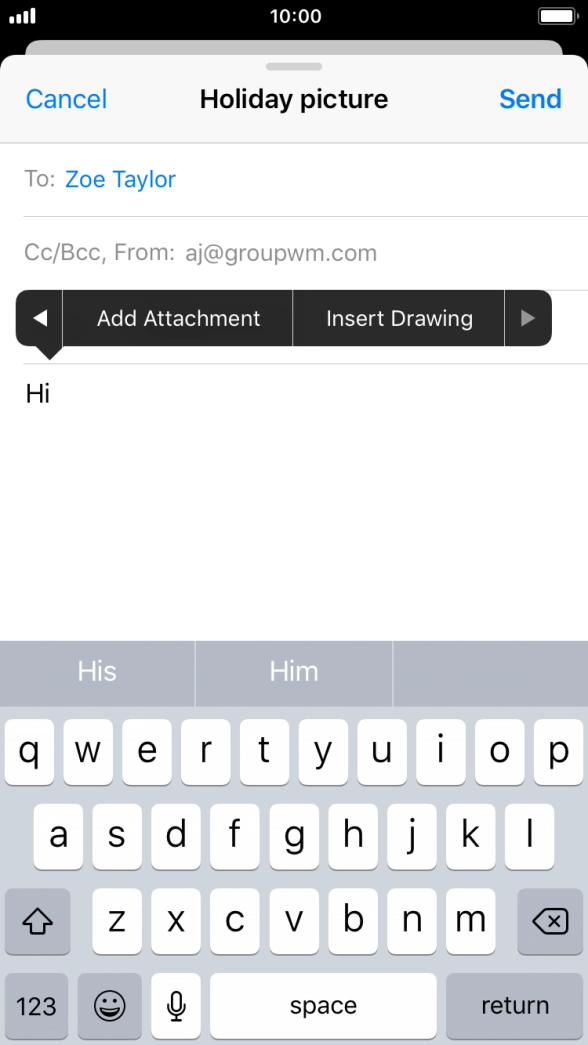 Press Add Attachment and follow the instructions on the screen to attach a document.
