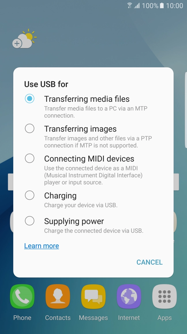 Press Transferring media files to turn on the function.