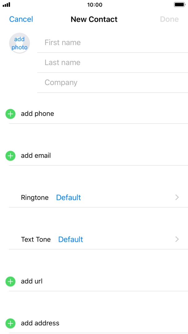 Press First name and key in the first name.