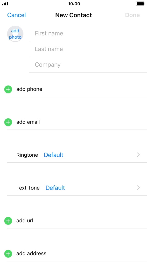 Press First name and key in the first name.