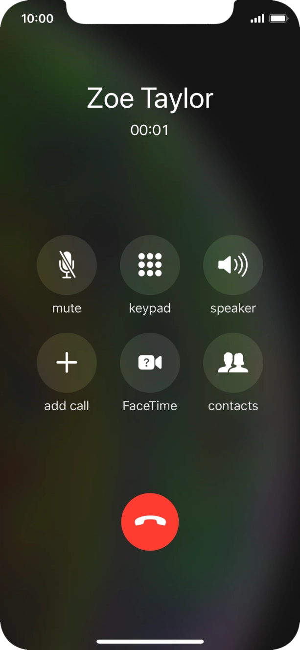 Press the end call icon to end the call and return to the home screen.