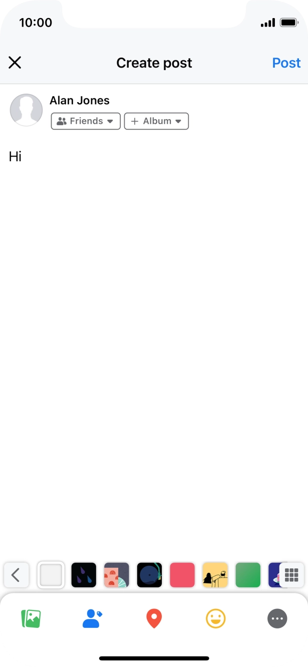 Write the required text and press Post.