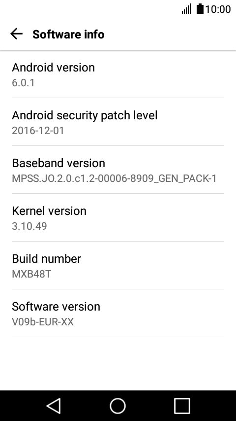 Your phone's software version is displayed below Android version.