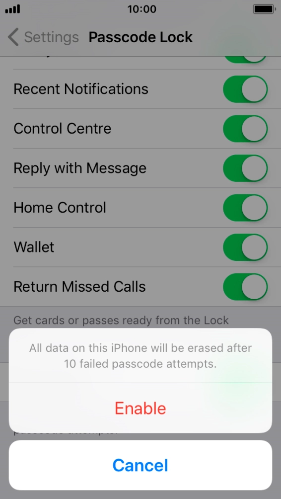 If you turn on the function, press Enable. If you turn on the function, press Enable.