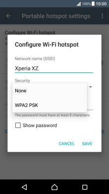 Press WPA2 PSK to password protect your Wi-Fi hotspot.