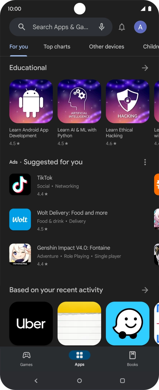 Press the search field.