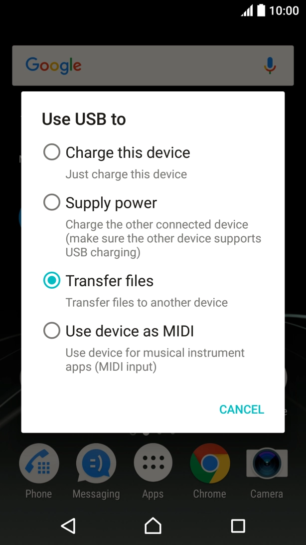 Press Transfer files.