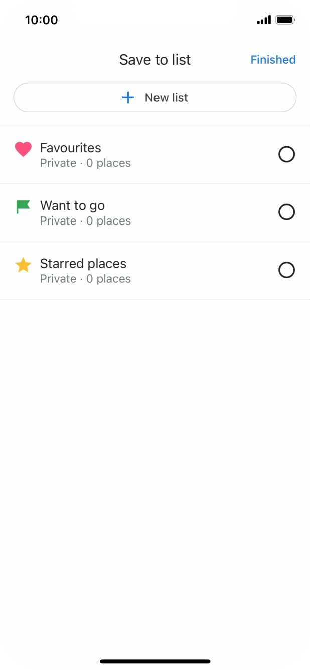 If you select New list, follow the instructions on the screen to create a new list.