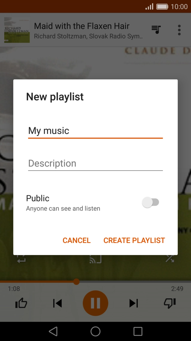 Key in a name for the playlist and press CREATE PLAYLIST.