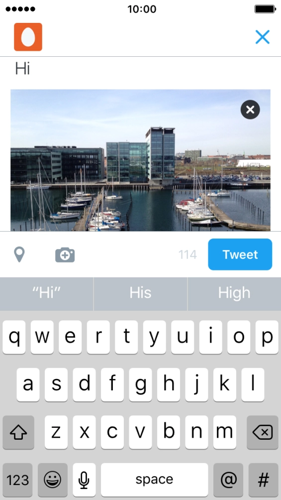 Write the required text and press Tweet.