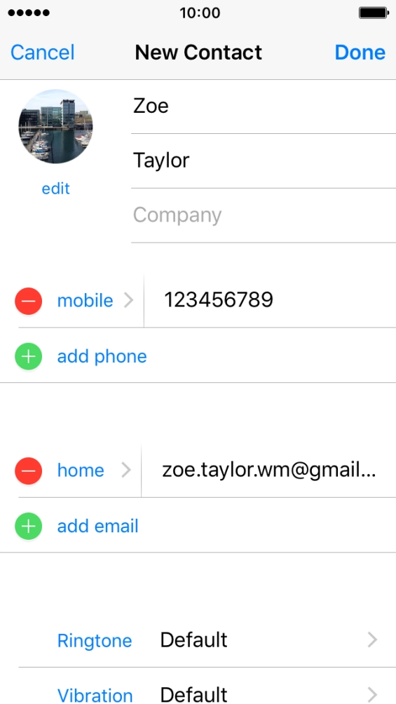 Press the field next to the email address.