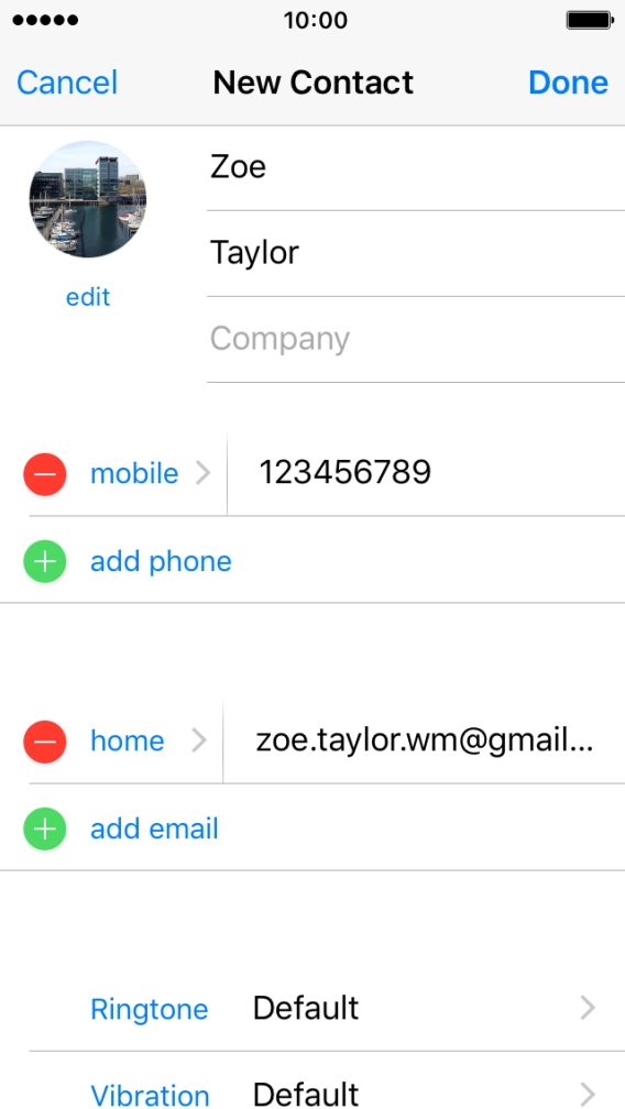 Press the field next to the email address.