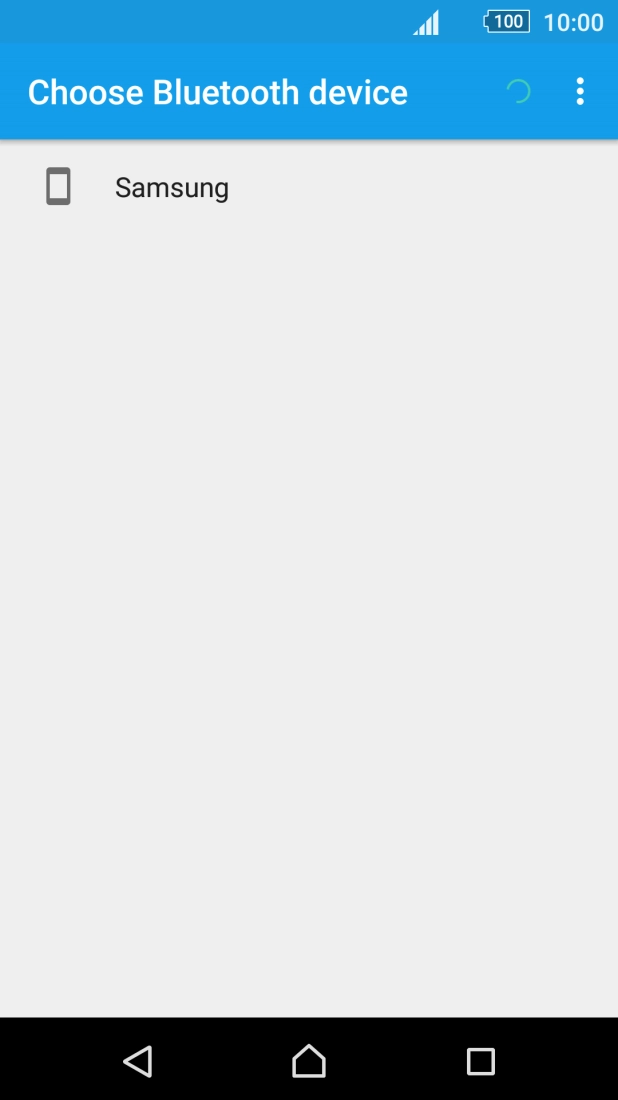 Press the required Bluetooth device and wait while the file is transferred.