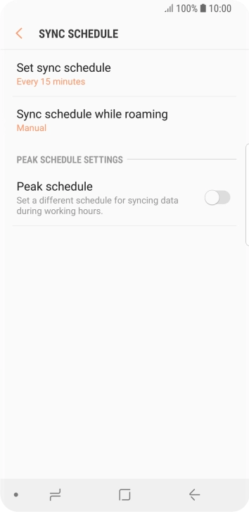 Press Set sync schedule. Press Set sync schedule.