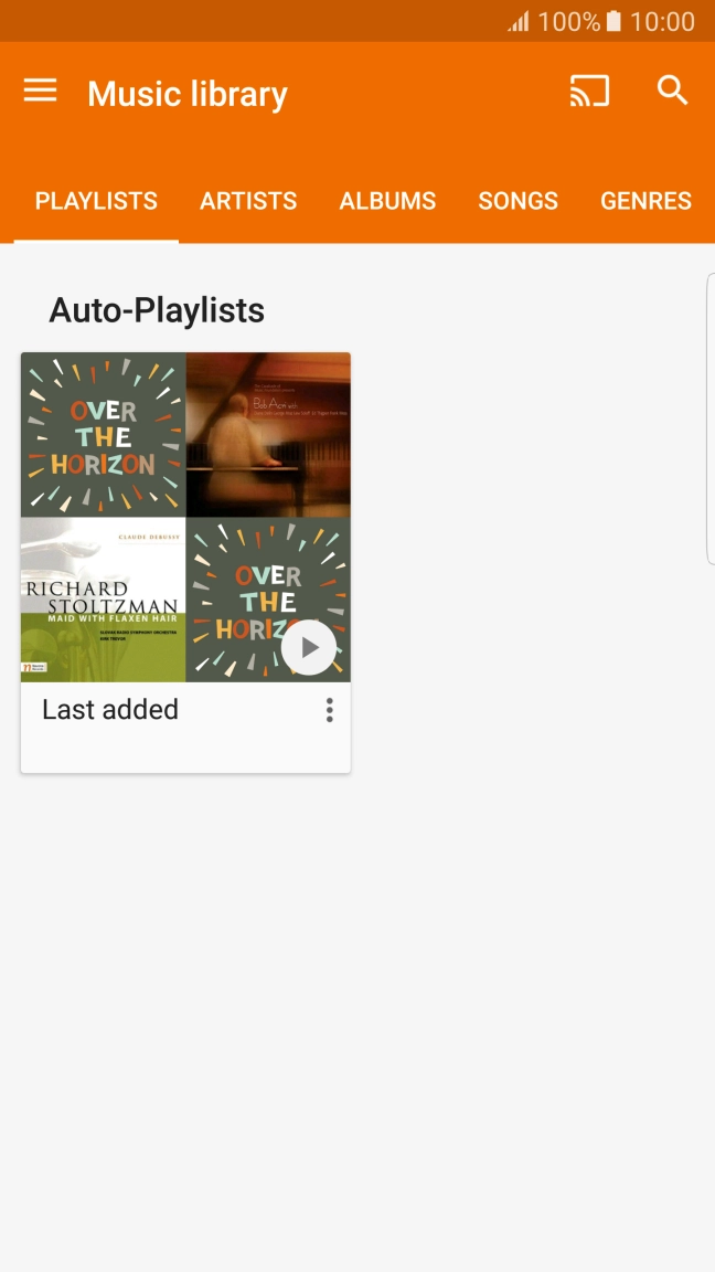 Slide your finger right or left on the screen to select the required category and go to the required audio file.