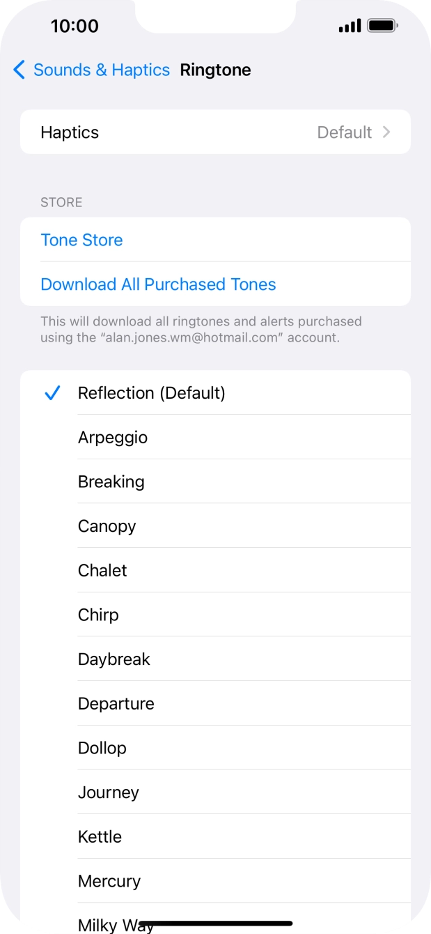 Press the different ring tones to hear them.