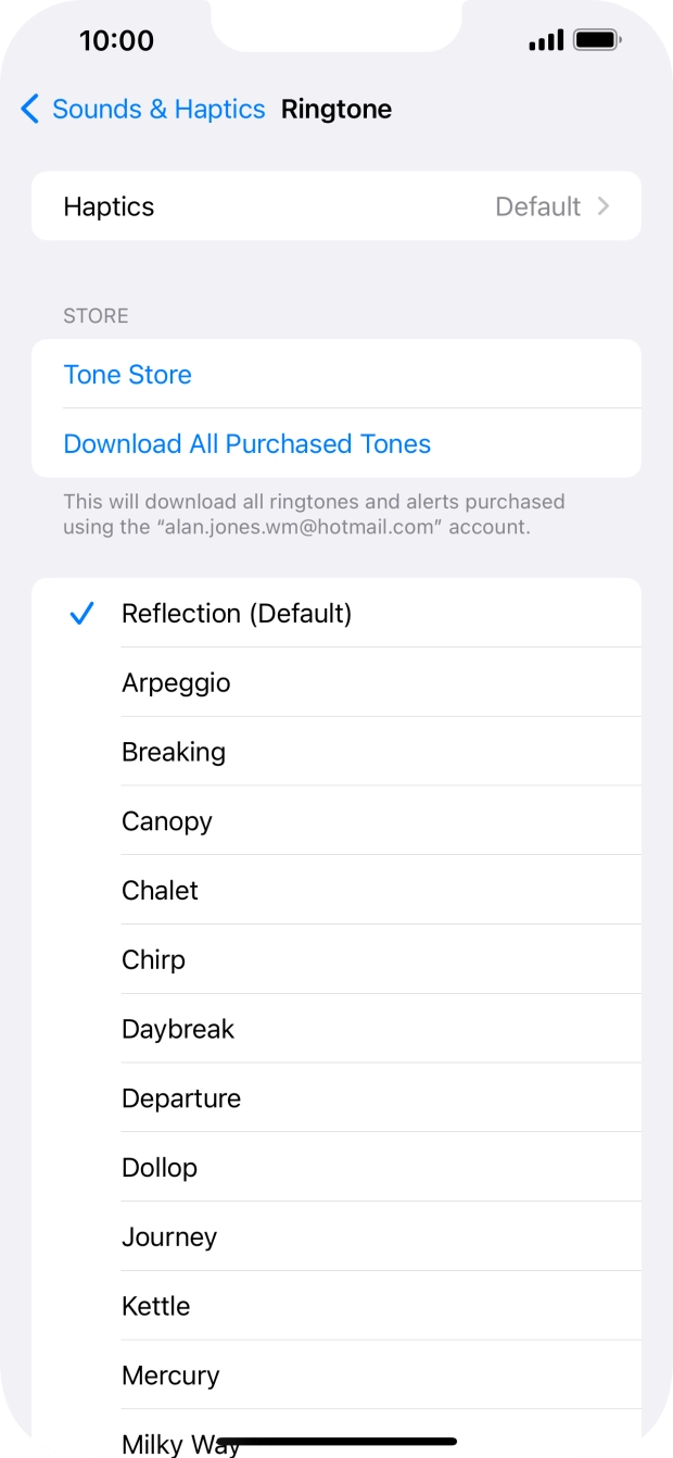 Press the different ring tones to hear them.
