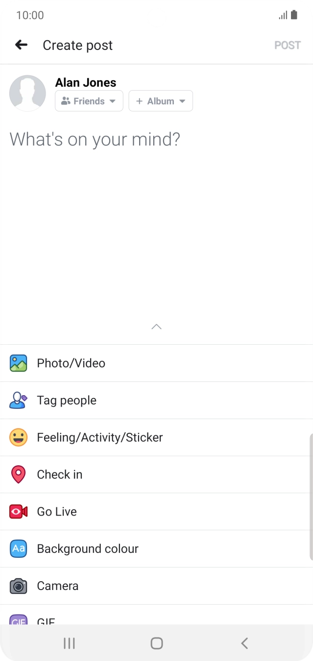 Press the text input field and write the required text.