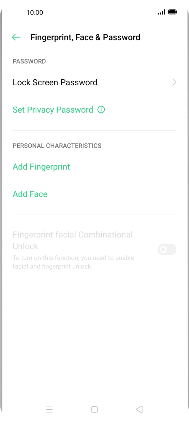 Press Lock Screen Password and key in the additional phone lock code you created earlier.