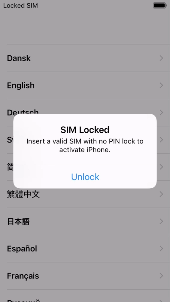 If your SIM is locked, press Unlock. If your SIM is locked, press Unlock.