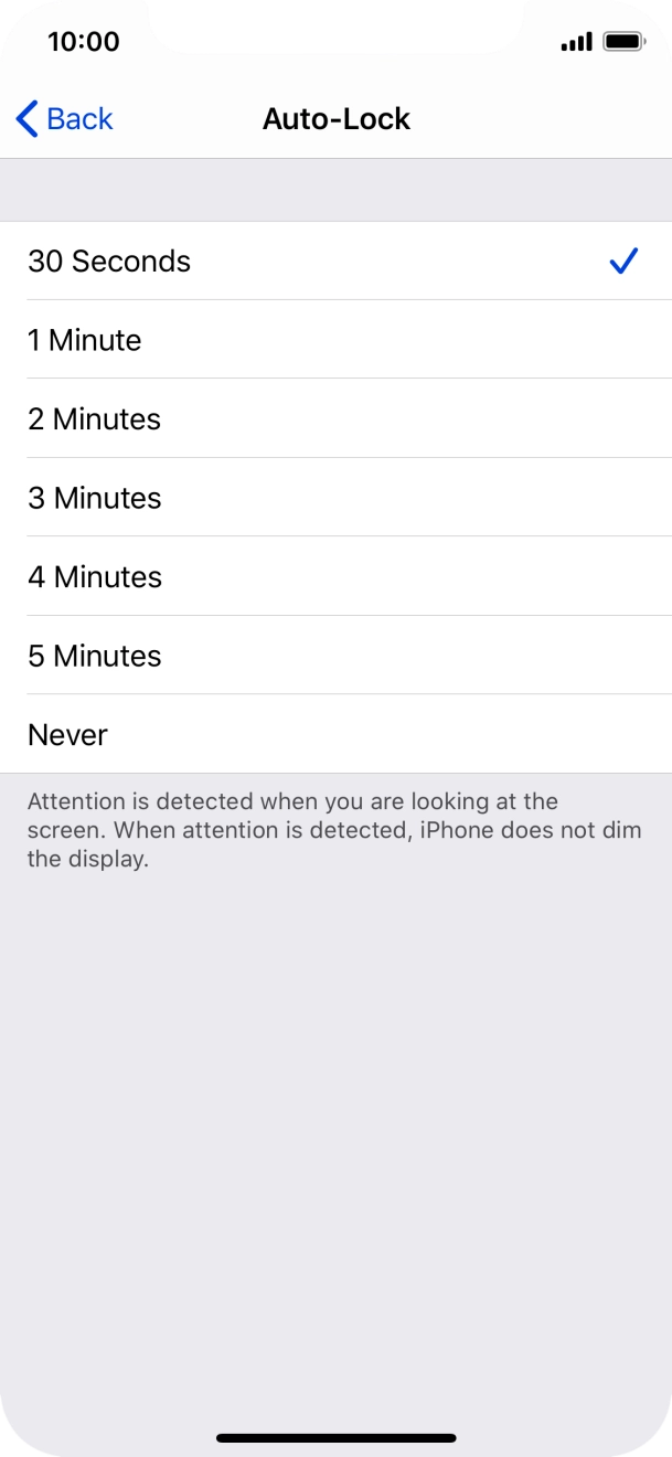 Press the required setting.