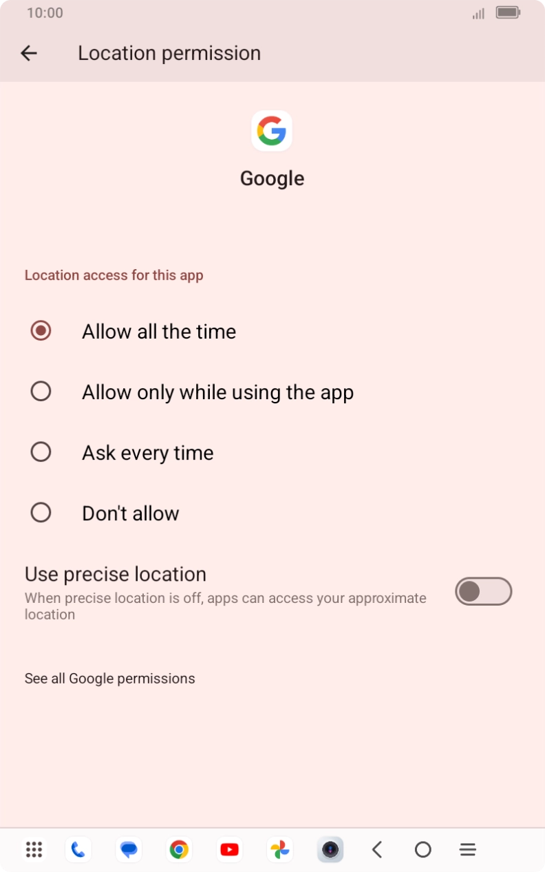 Press the required setting. Press the required setting.