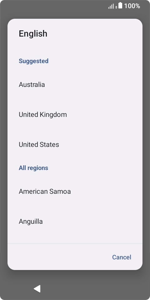 Press the required region.