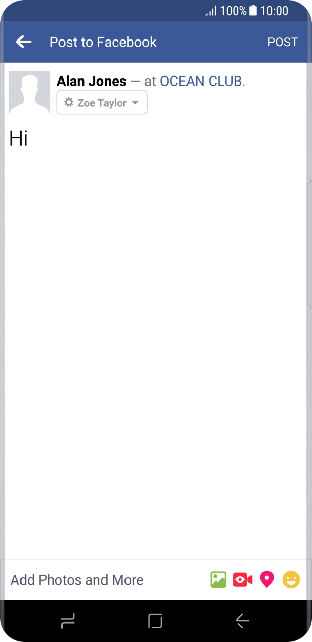 Write the required text and press POST.