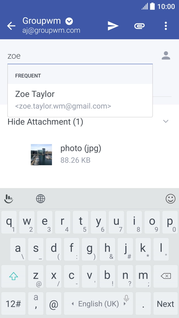 Key in the first letters of the recipient's name and press the required contact.