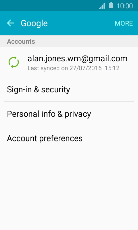 Press the required account.