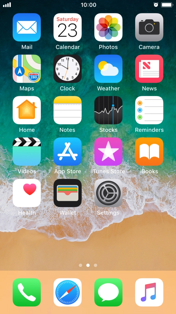 The alarm icon shows that the alarm is set.