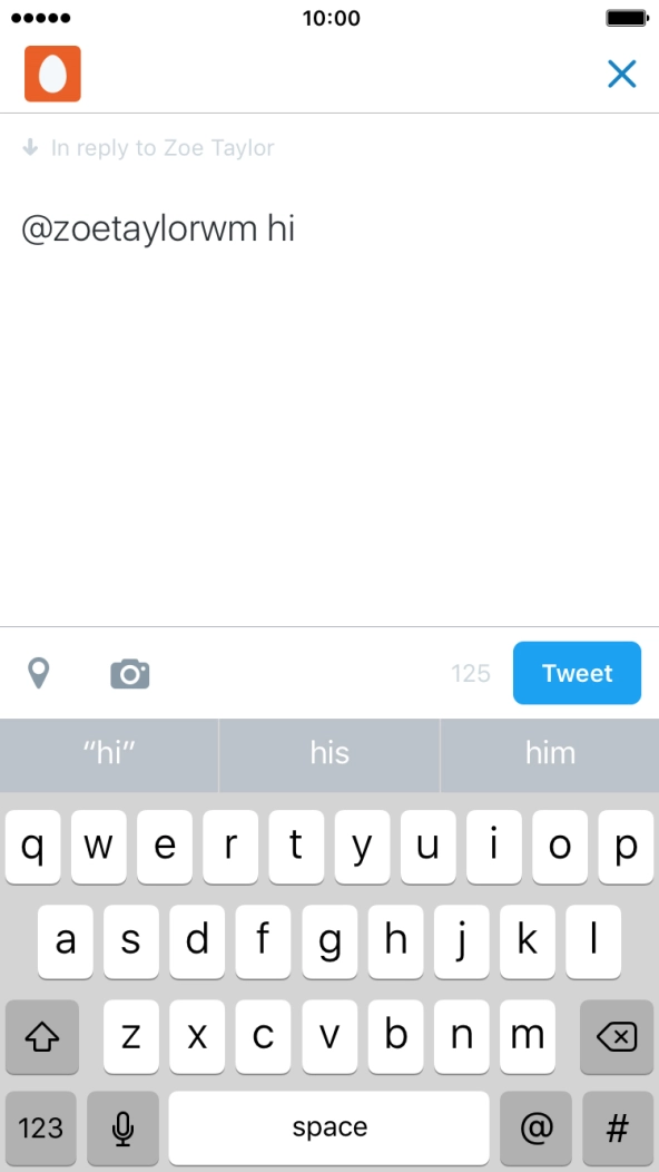 Write the required reply and press Tweet.
