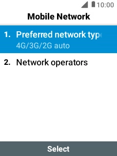 Select Preferred network type.