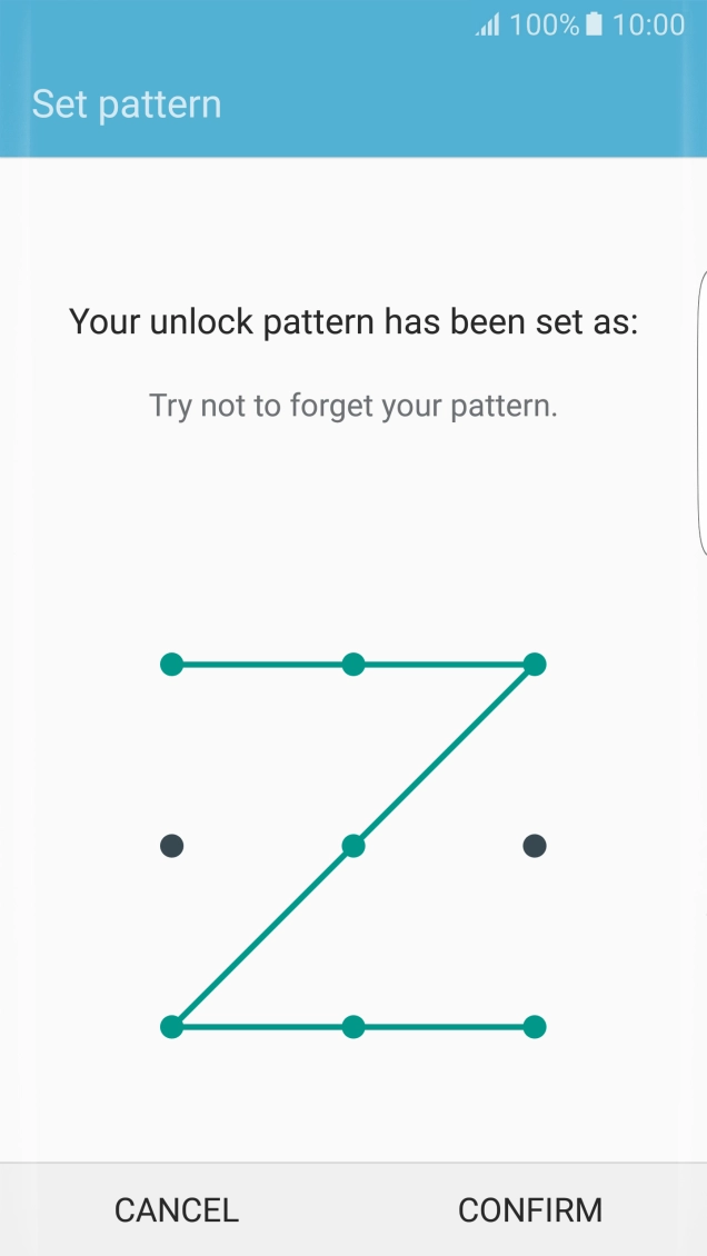 Repeat the selected phone lock code and press CONFIRM.