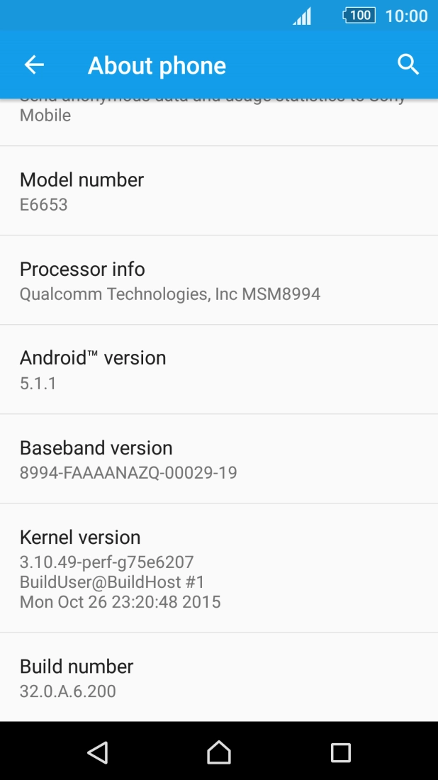 Your phone's software version is displayed below Android™ version.