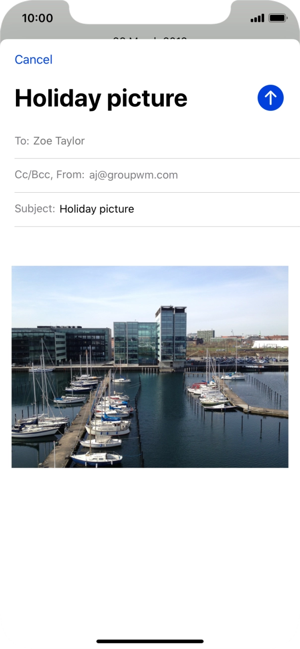 Press the text input field and write the text for your email.