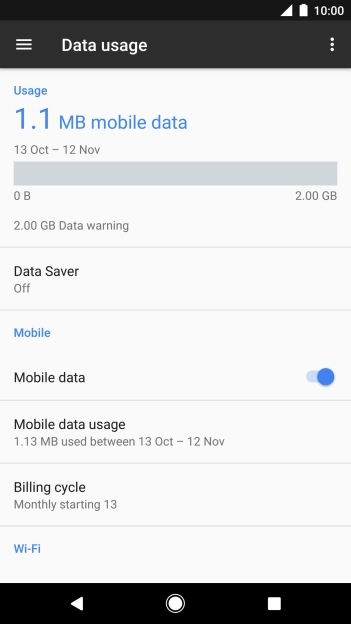 Press Mobile data to turn the function on or off. Press Mobile data to turn the function on or off.