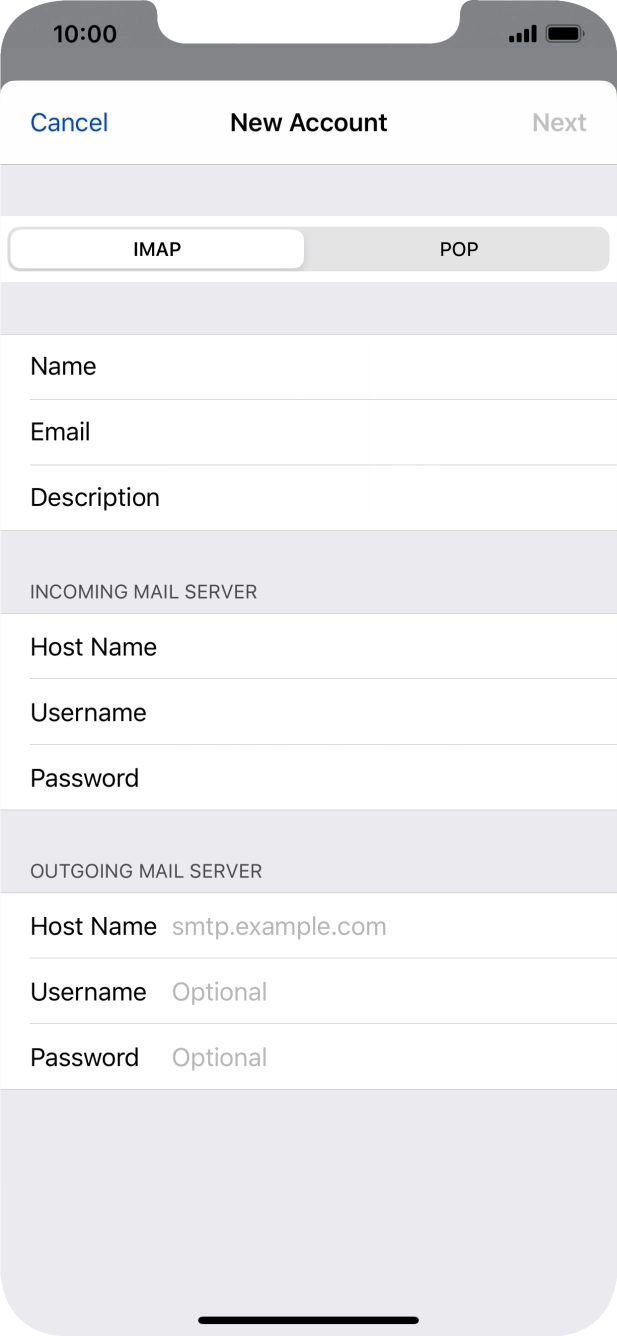 Press Host Name and key in smtp.telstra.com.