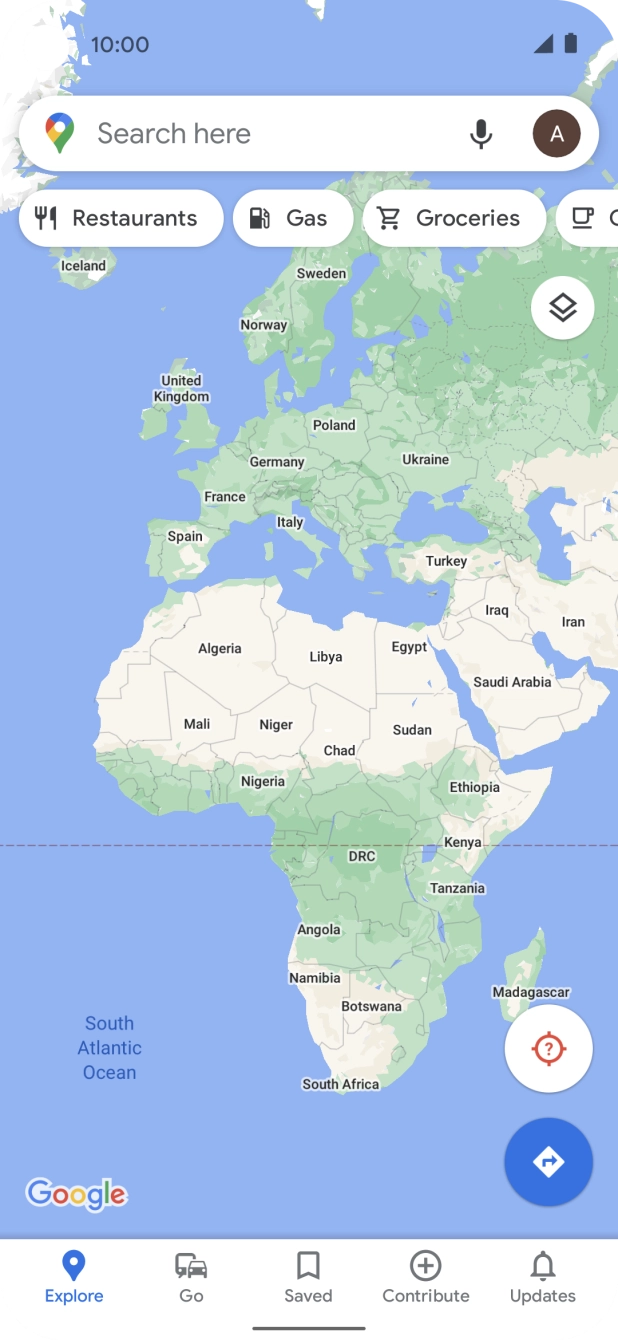 Press the search field and key in the required destination.