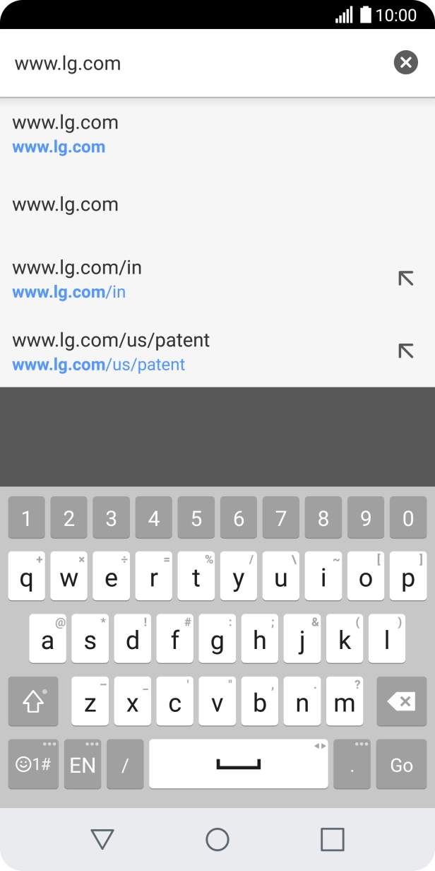 Key in the address of the required web page and press Go. Key in the address of the required web page and press Go.