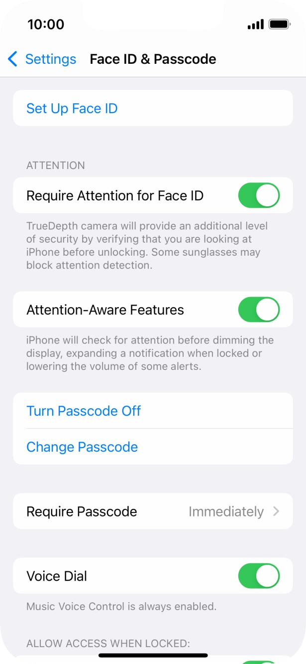 Press Turn Passcode Off and key in the phone lock code.