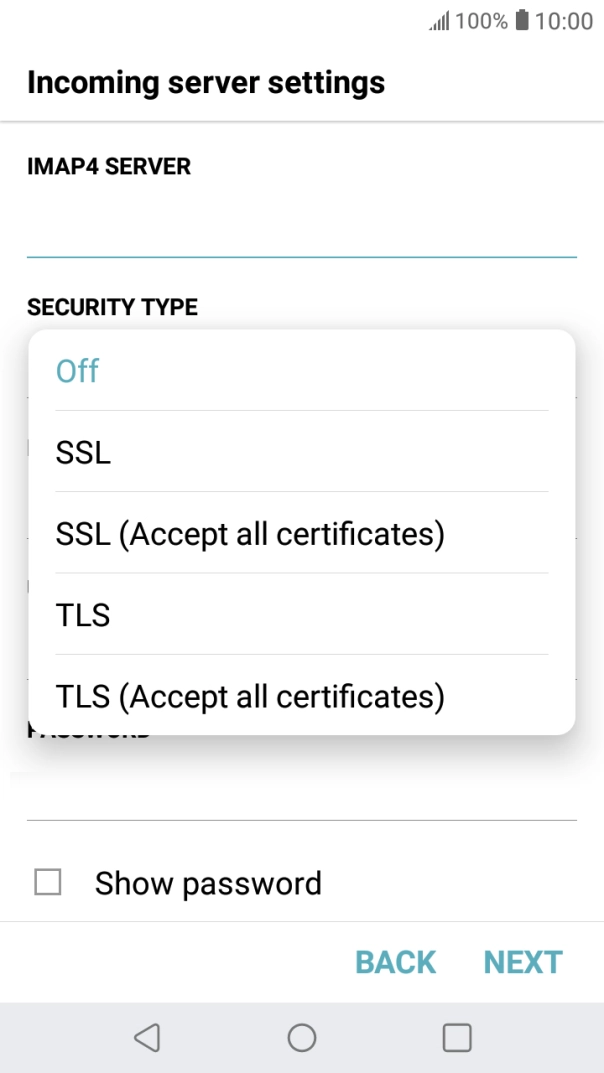 Press SSL (Accept all certificates).