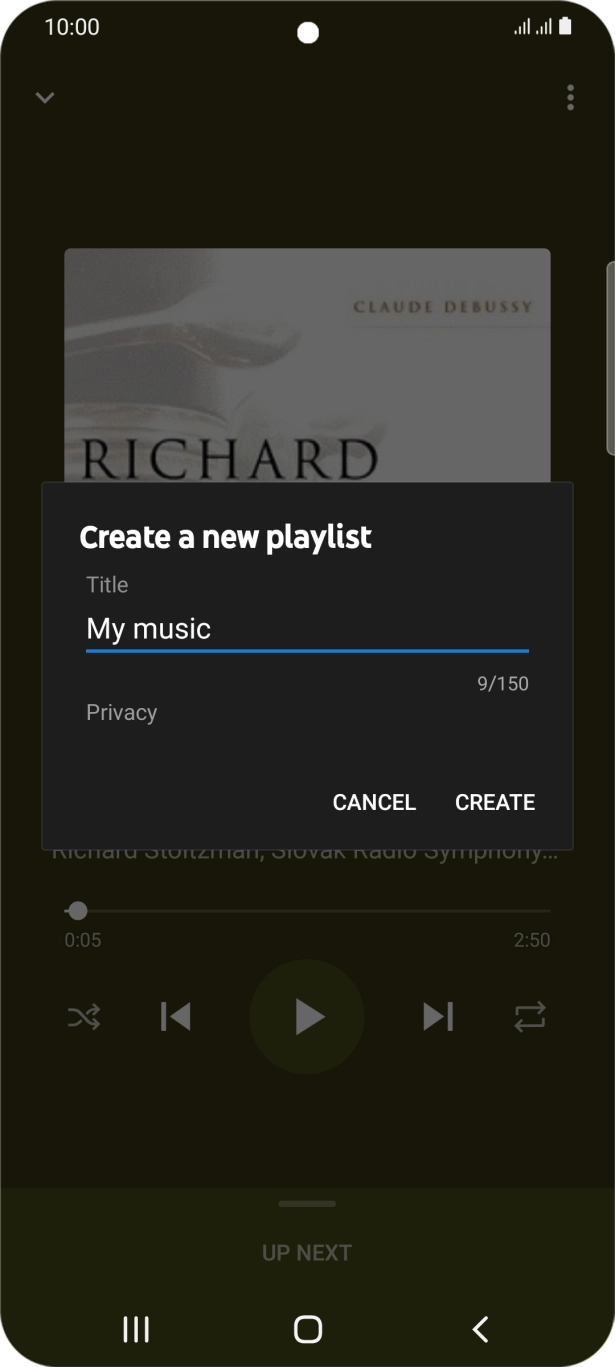 Key in a name for the playlist and press CREATE.