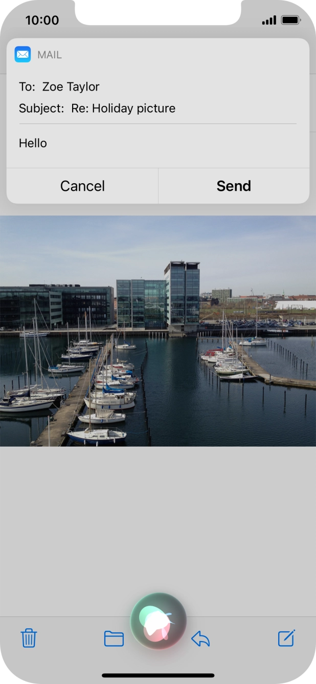 If an application is open on your phone, such as a Mail, you can also use the functions available here, e.g.: REPLY [text].
